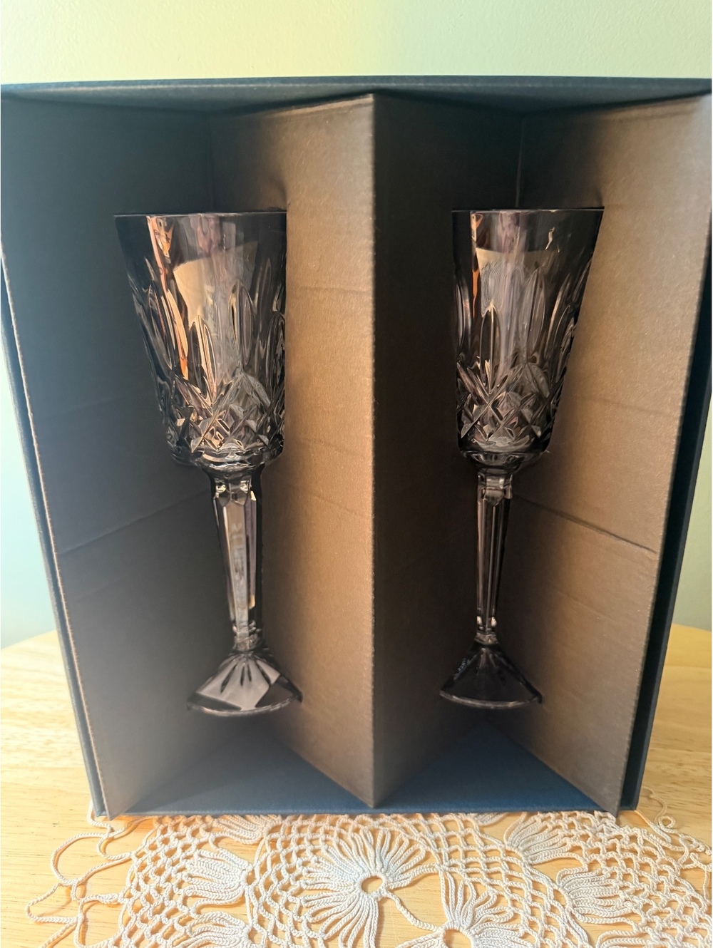 Waterford Lismore Tall Goblet Crystal Glasses Set of 2